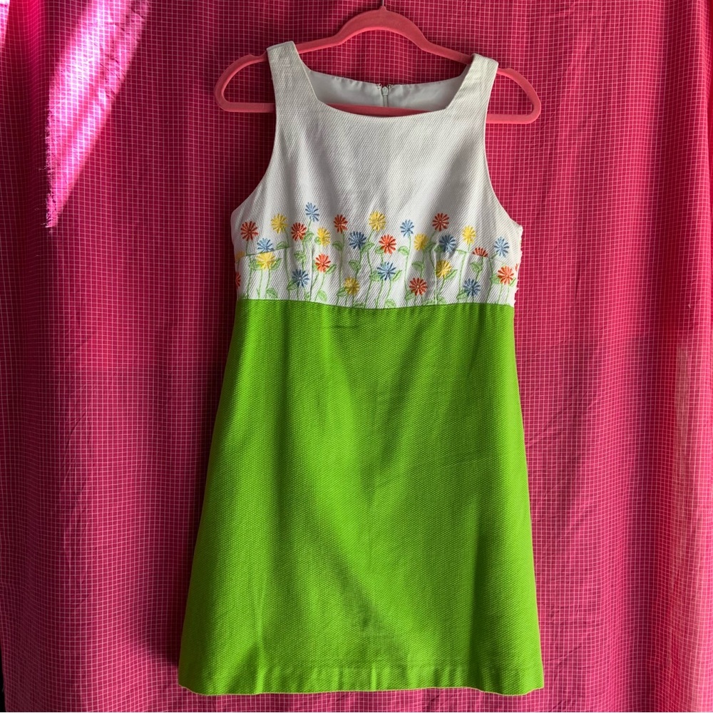 60s/ 70s Inspired Lori Ann Made in Canada Vintage Green Summer Flower Dress